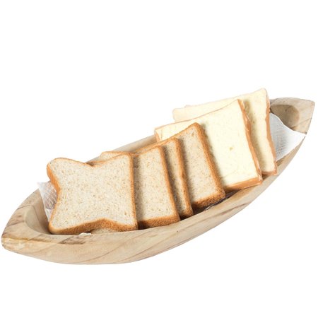 VINTIQUEWISE Wood Carved Boat Shaped Bowl Basket Rustic Display Tray - Small QI003843.S